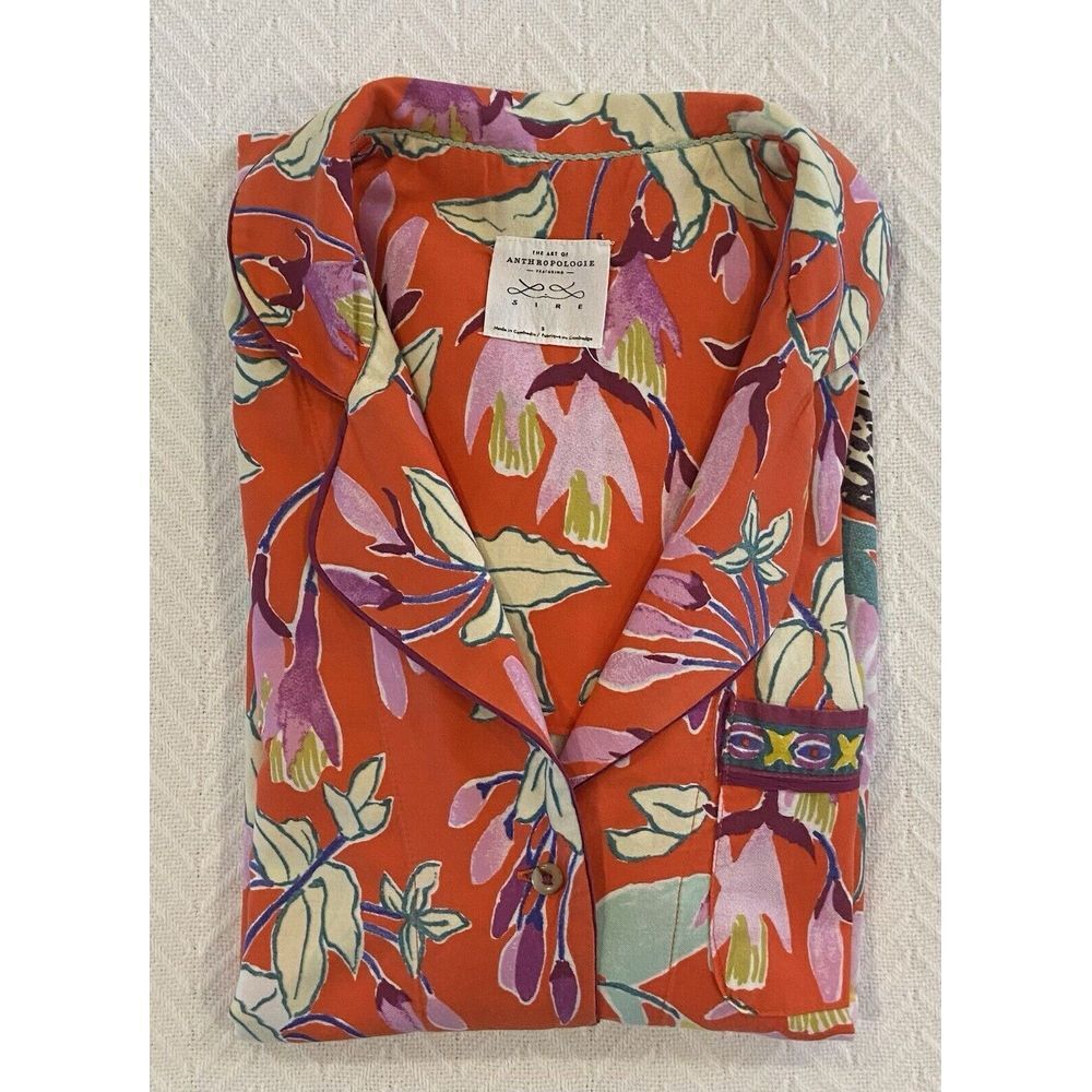 Women's Sz Small Anthropologie Lil Sire Cheetah Dreams Flannel Pajama Shirt Top - Picture 9 of 15